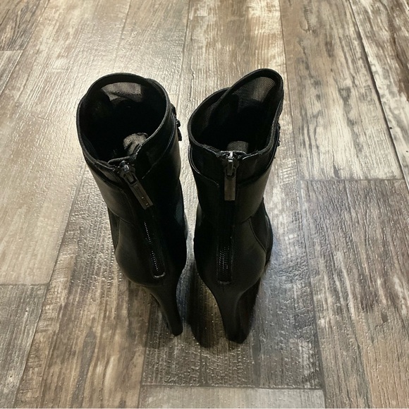 Karl Lagerfeld Black Peep-Toe Heeled Boots Size 5.5 - Picture 6 of 11
